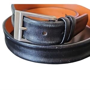 Trafalgar Black Italian Calfskin Lawson Belt, size 36